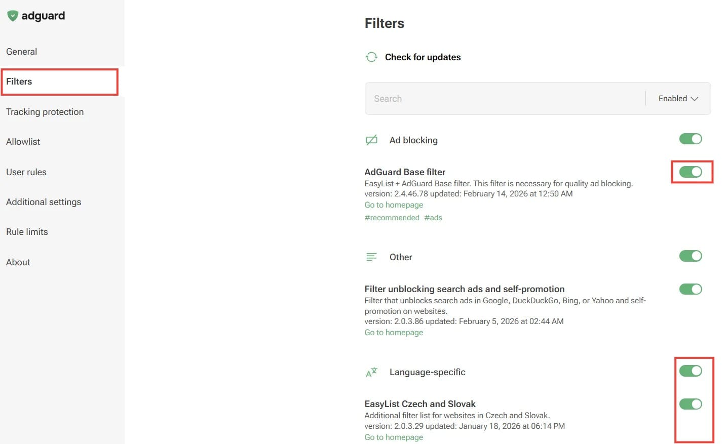 adguard ad blocker filter settings 
