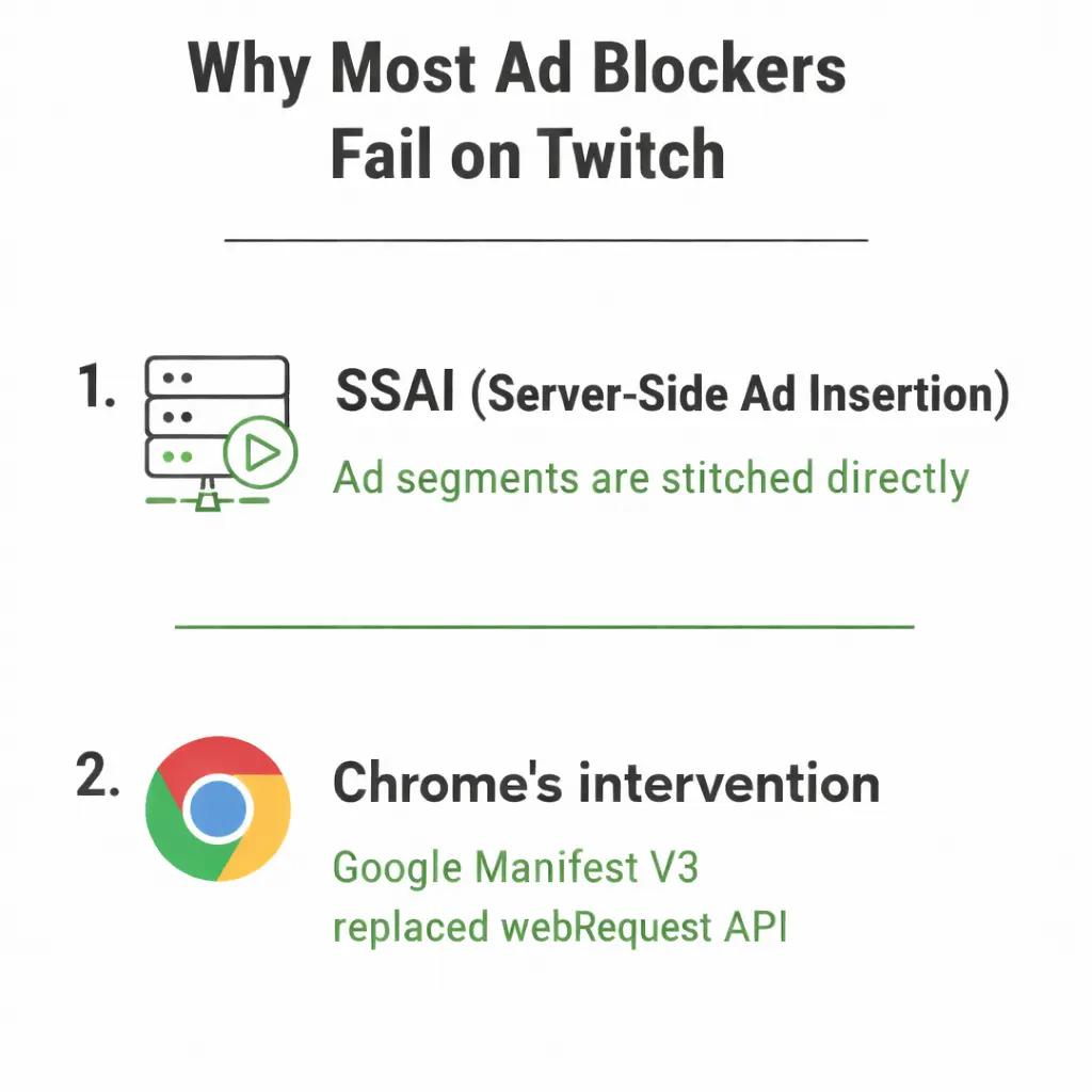 why most ad blockers dont work on twitch