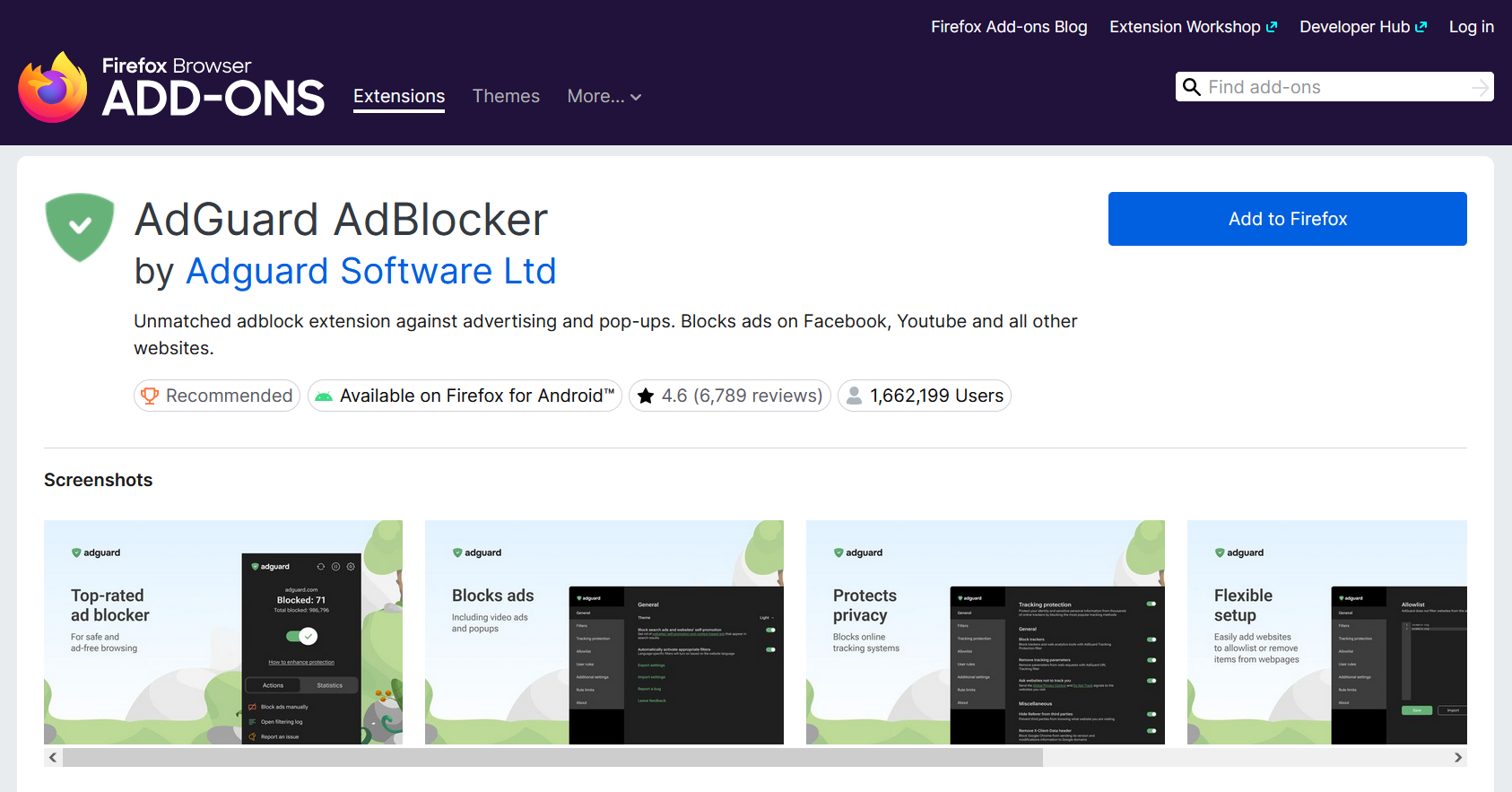 adguard adblocker extension on firefox