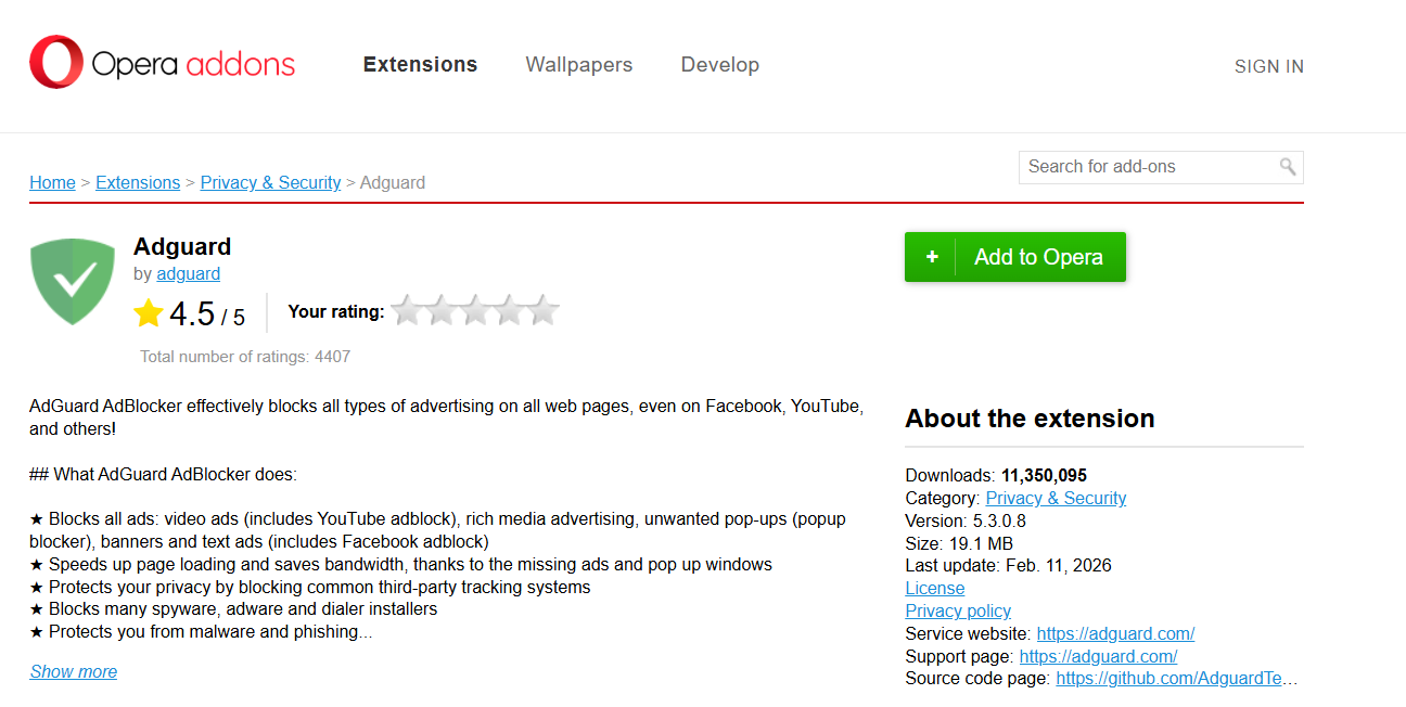 adguard adblocker on opera