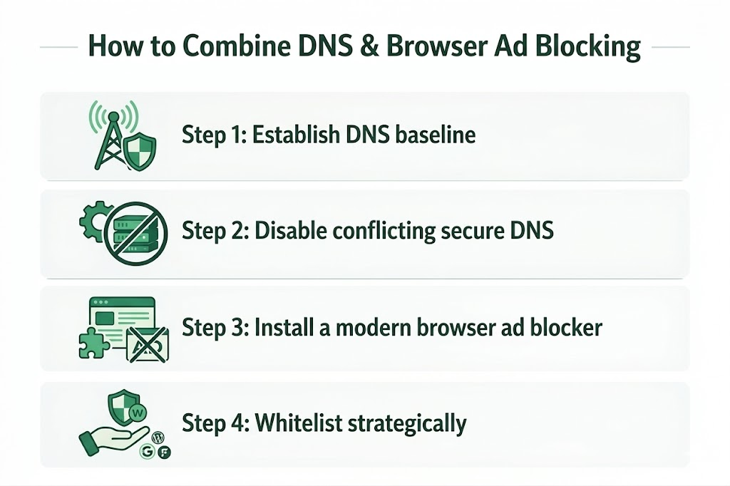 how to combine dns and browser ad blocking