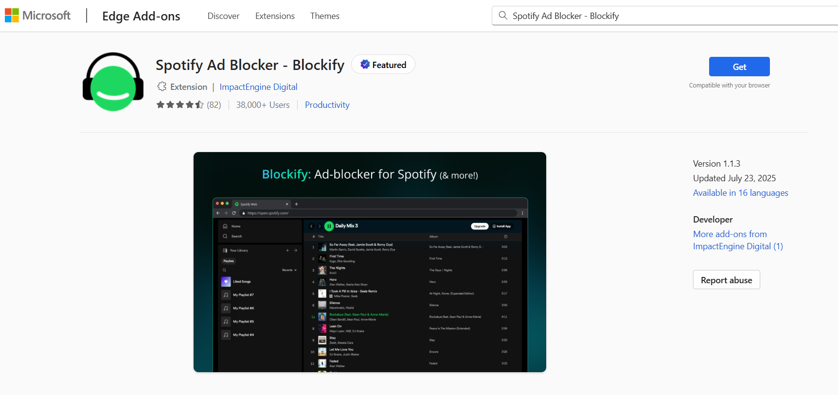 blockify for microsoft edge