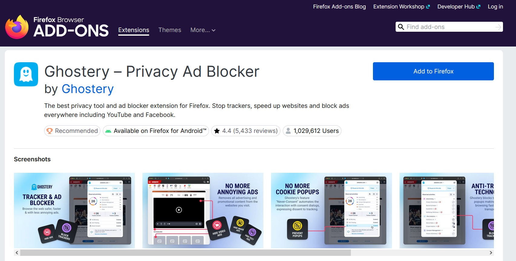 ghostery extension on firefox