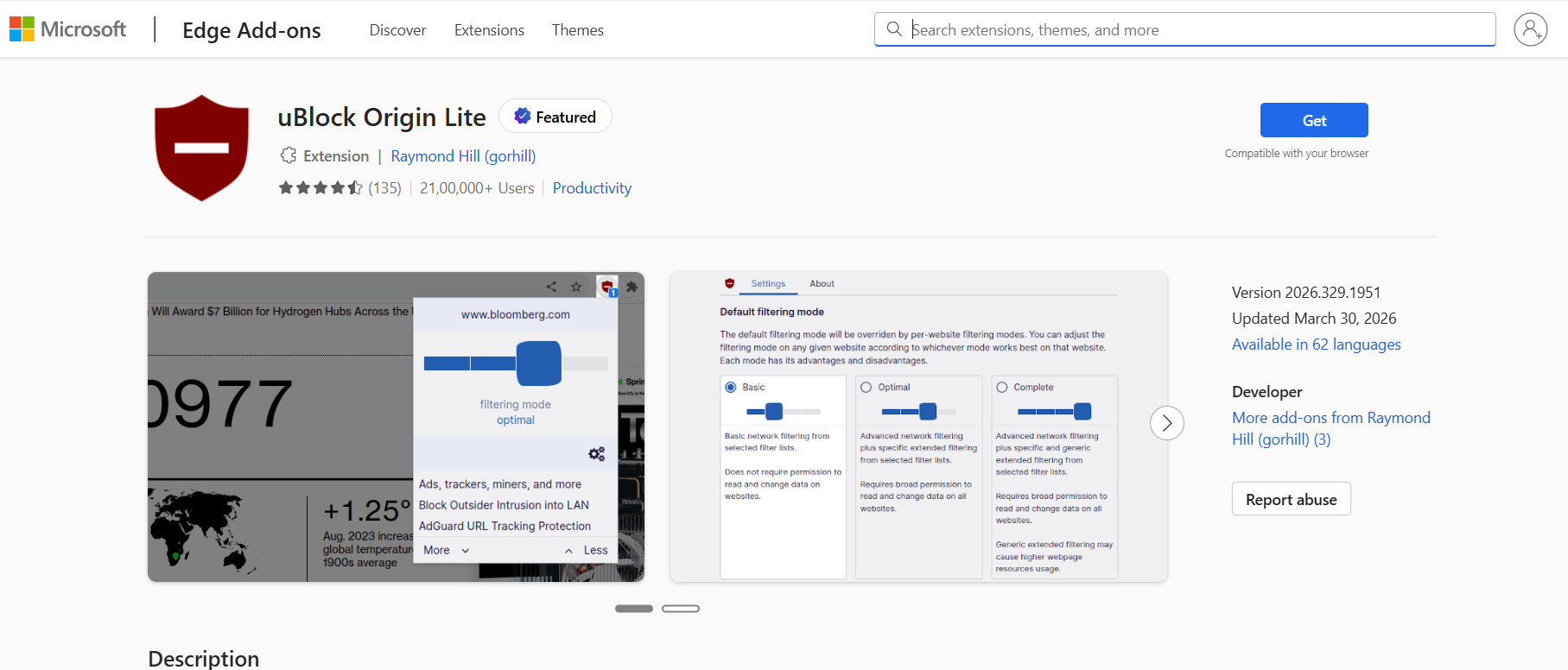 ublock origin lite extension for edge