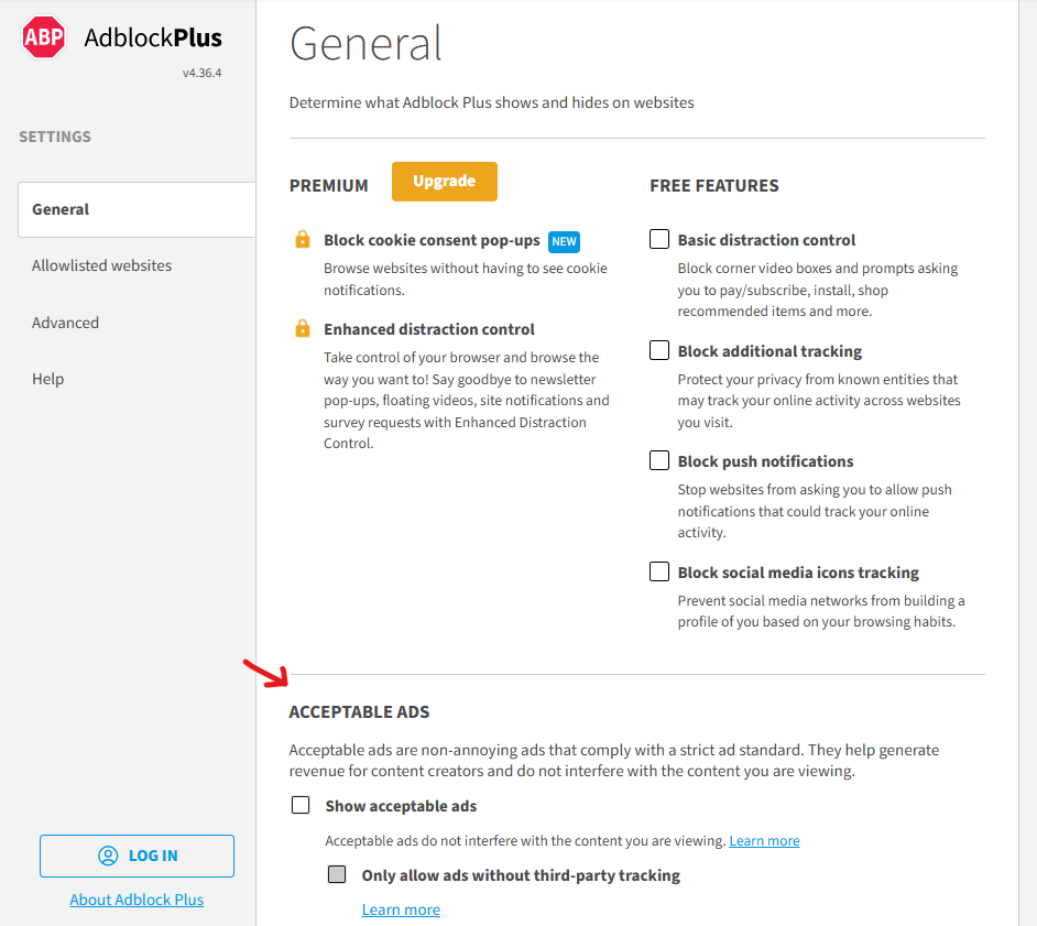 adblock plus general settings