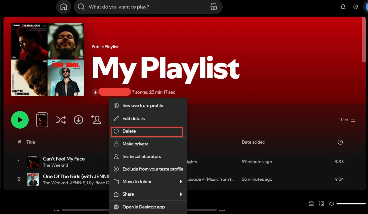 how to delete spotify playlist desktop