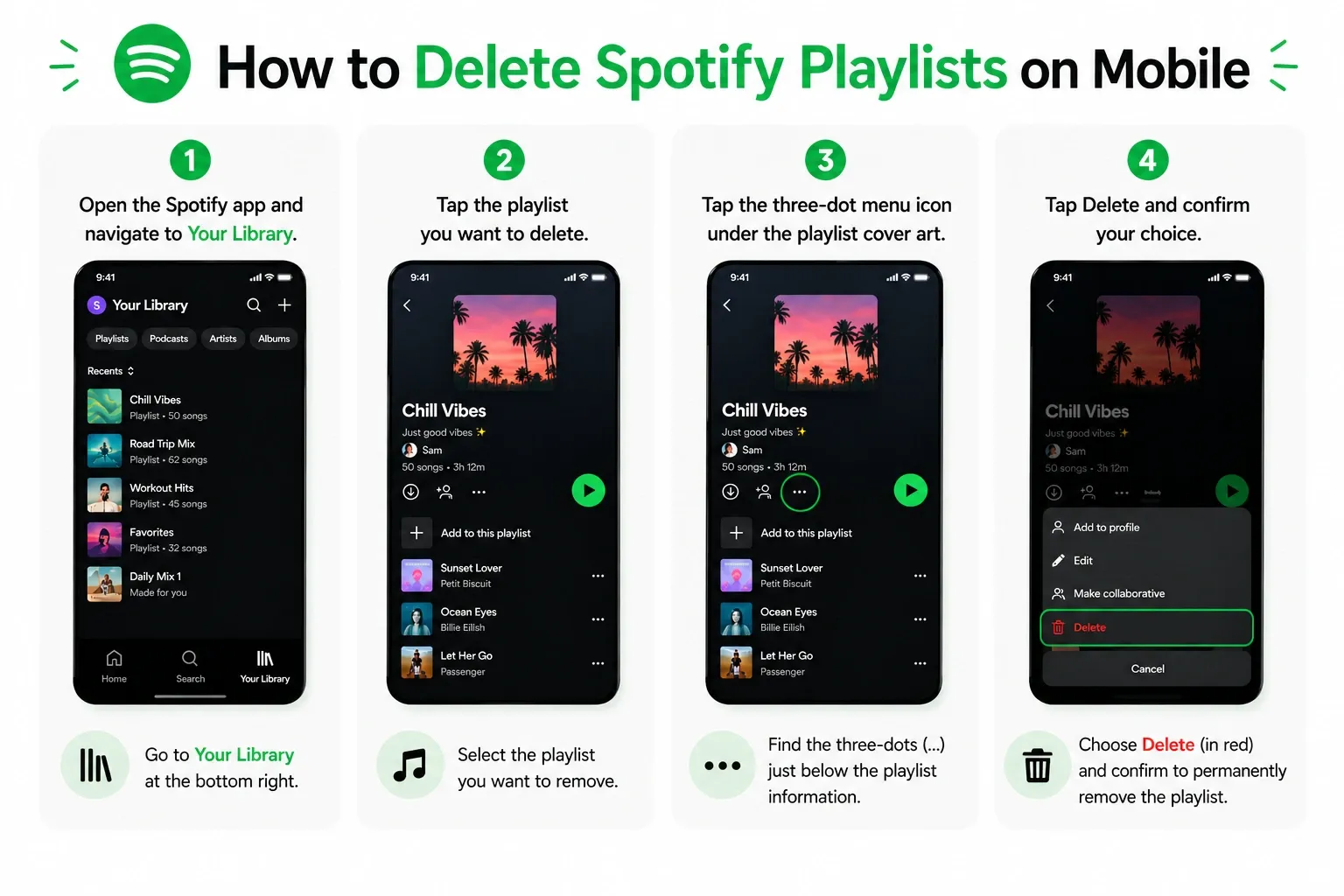how to delete spotify playlist mobile