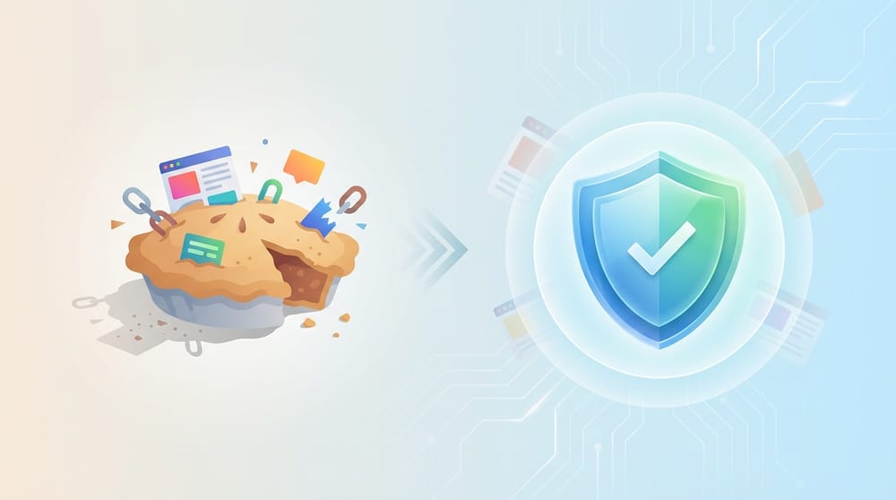 Graphic showing Pie Adblocker logo with a warning sign next to alternatives Blockify and uBlock Origin